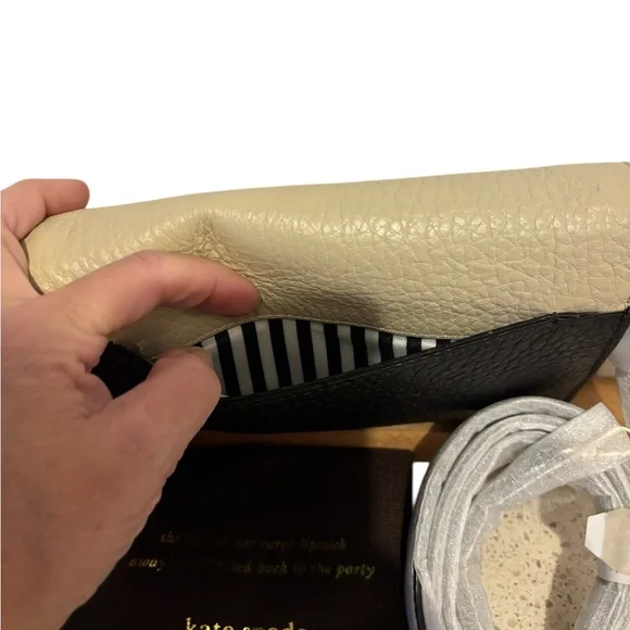 New Kate Spade Saundra Southport Ave. Beige & Black Crossbody Bag - Picture 4 of 6